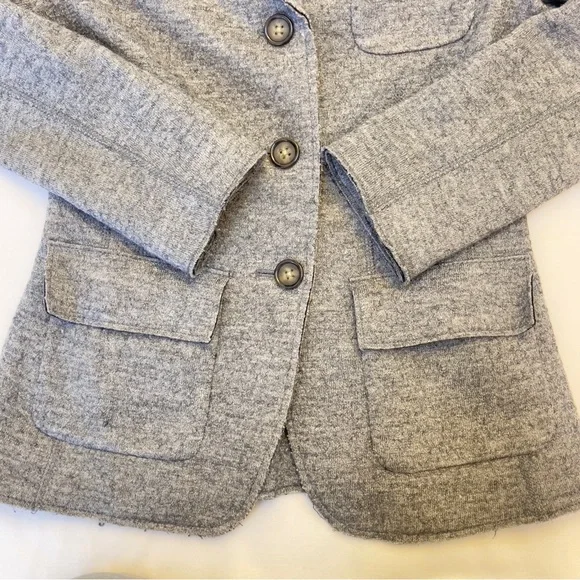Banana Republic Wool Blend Knit Blazer Size 0 Gray Tailored Career Jacket - Picture 12 of 16